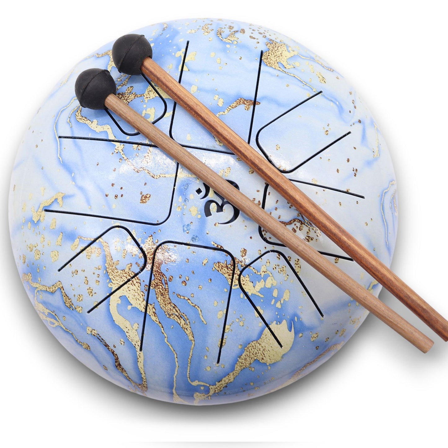 Stahltrommel 'Blaue Himmelsmelodie' - 8-Ton Set mit Holzschlägeln & Tasche