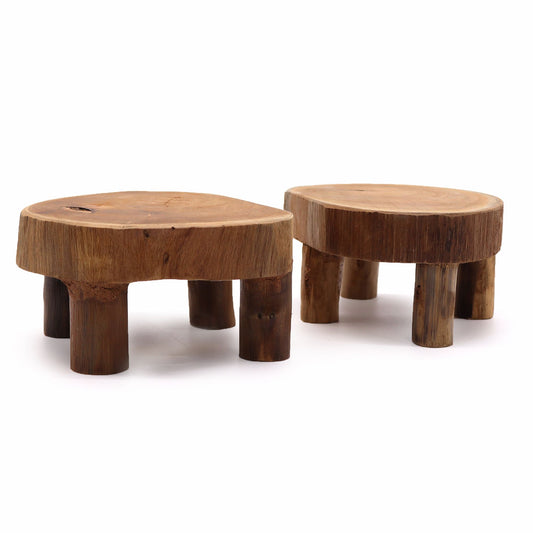 Set mit 2 Präsentationsdisplays aus Massivholz Teak - 24x10 cm