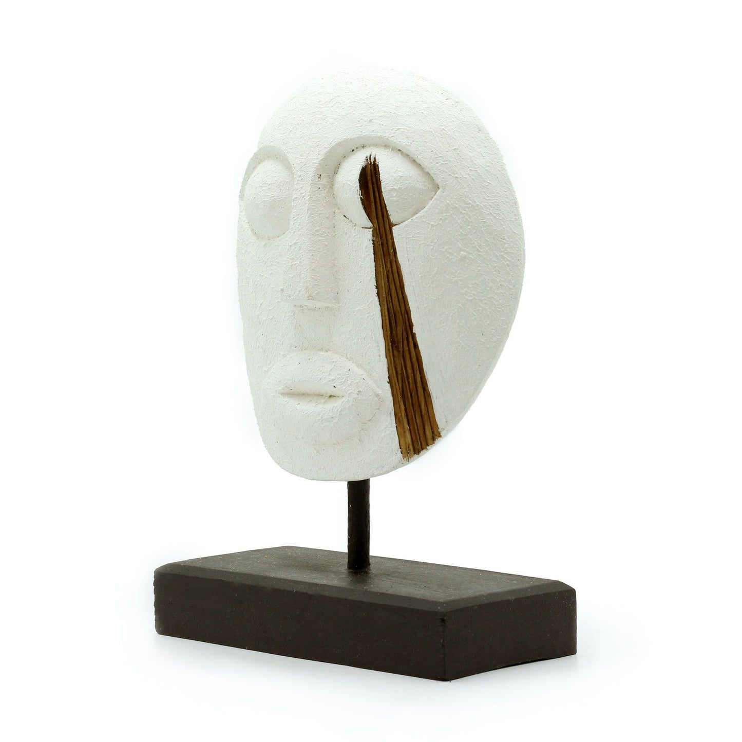 Weiße Stammesmaske aus Timor - Handgeschnitztes Holz-Kunstwerk 27x20 cm