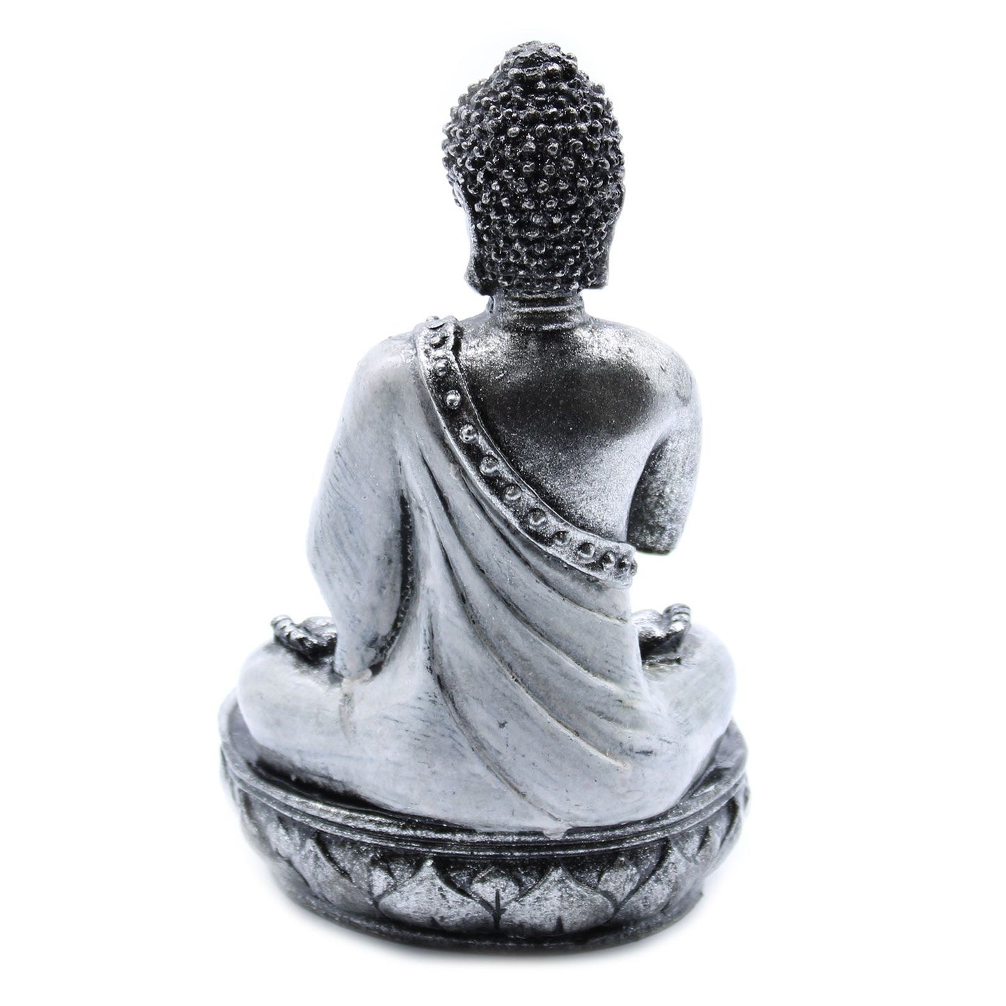 Handbemalte Buddha-Figur als Kerzenhalter in Weiß - Medium Format
