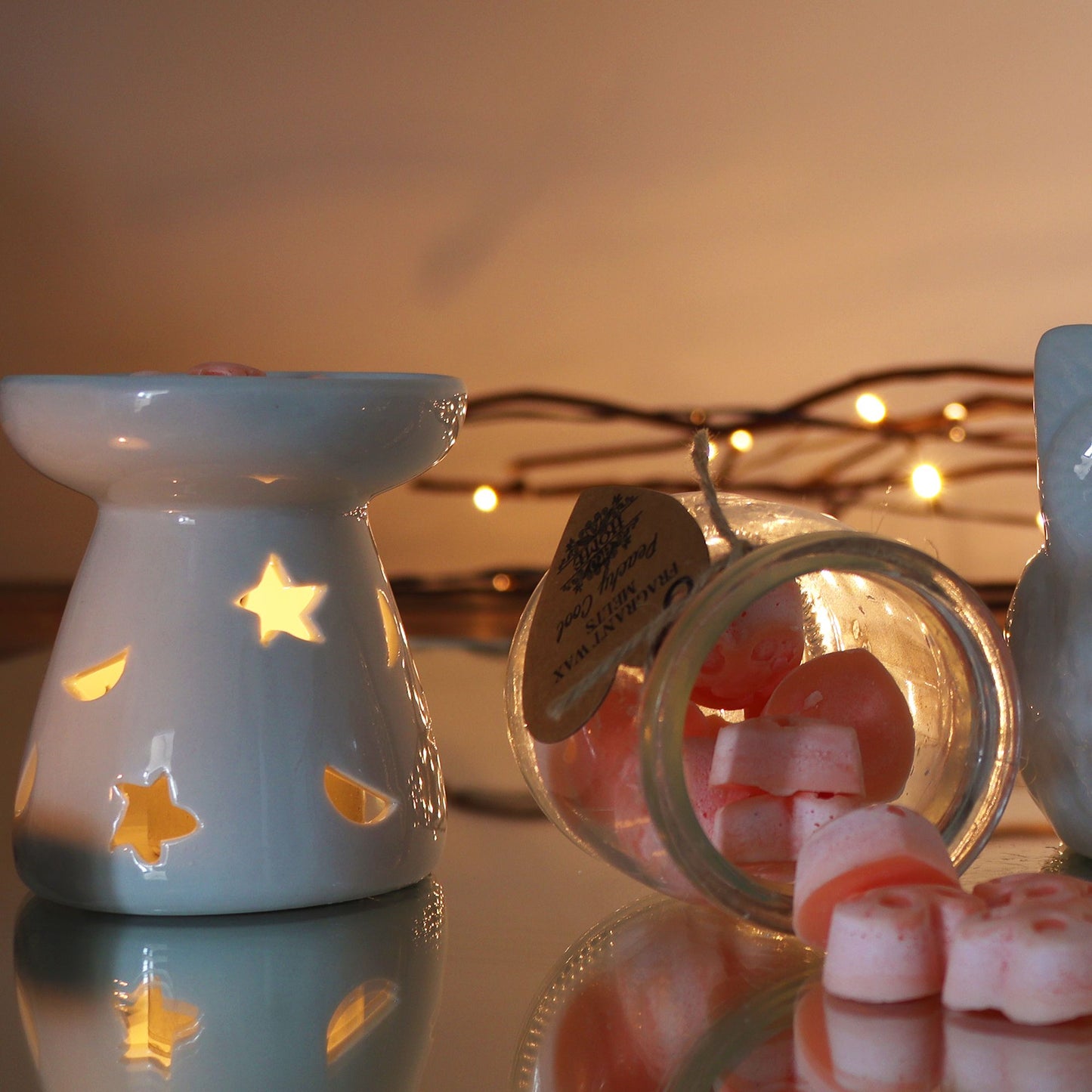 Keramik-Duftlampe mit Mond und Sternen – Weißes Design für Aromatherapie