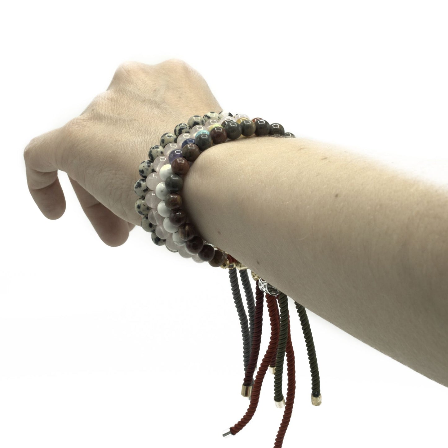 Armband Dalmatiner Jaspis – Natürlicher Schmuck mit Kohleschnur und Silberverschluss