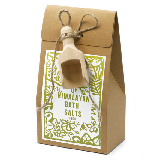 Reines Himalaya Badesalz (500g) – Unparfümiert mit Holzschaufel
