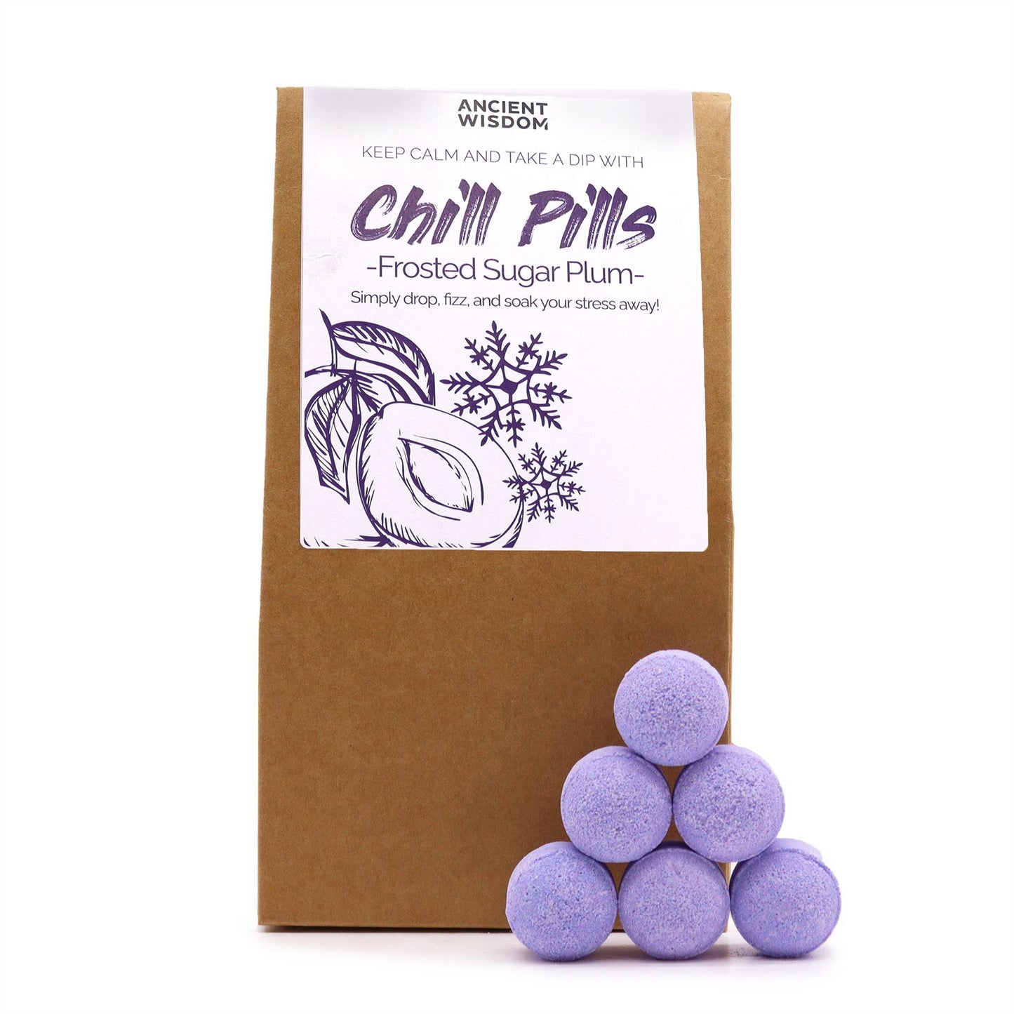 Chill Pills Mini-Badebomben Geschenkset - Zuckrige Frostpflaume (30 Stück)