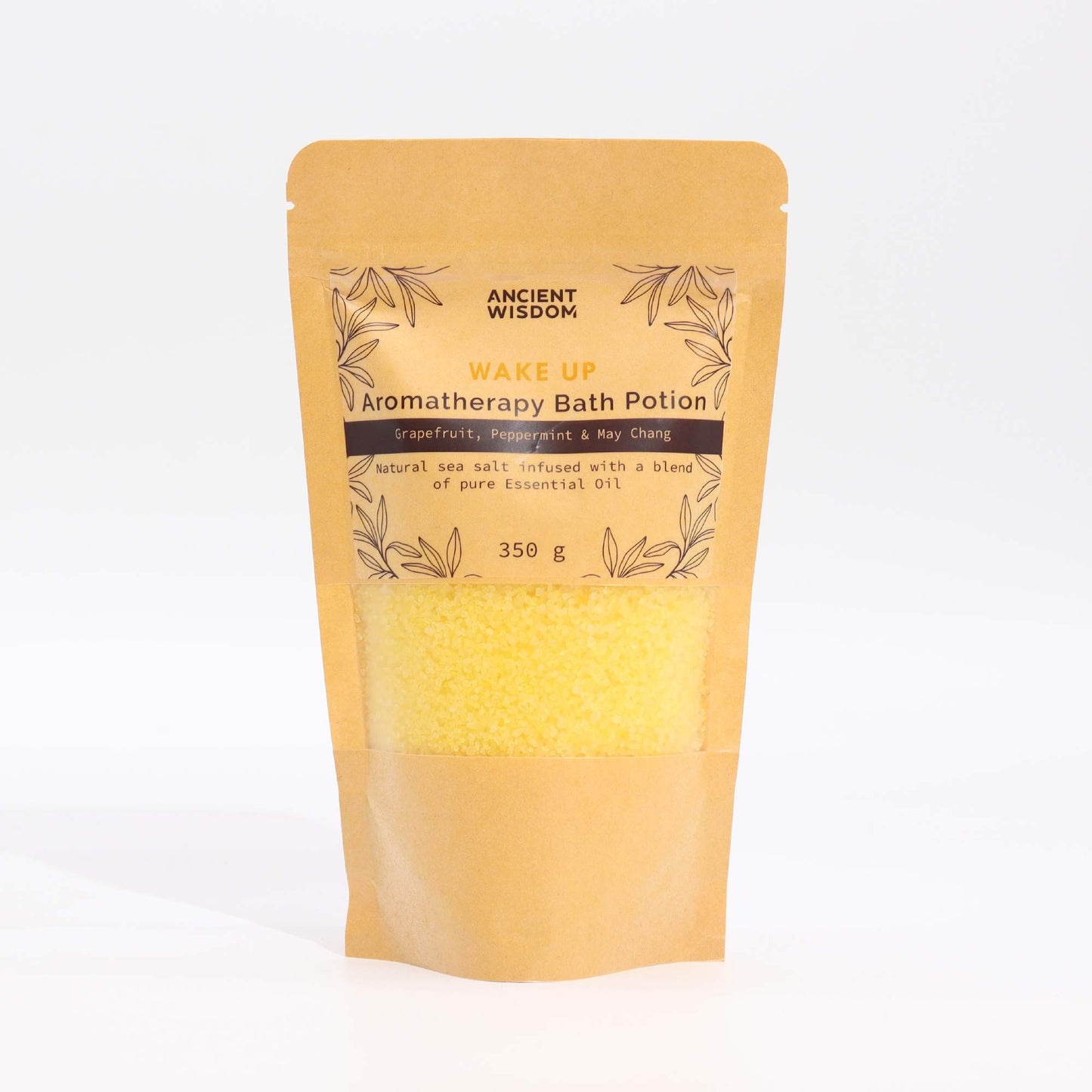Belebendes Badesalz Grapefruit-Pfefferminze-Litsea | 350g Kraftpapier-Tüte | Aromatherapie
