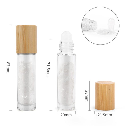 Roll-On Flakon aus Steinquarz mit Holzdeckel – Für ätherische Öle & Pflege