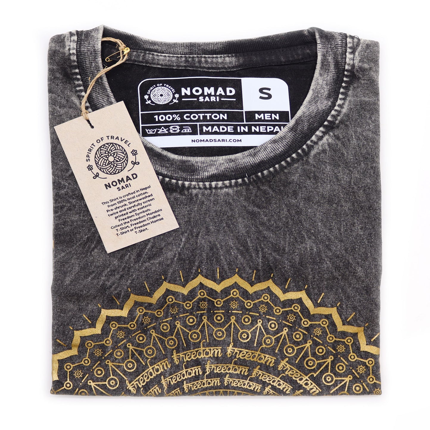 Mandala T-Shirt in Dunkelgrau – Doppelt steingewaschen & handgefertigt