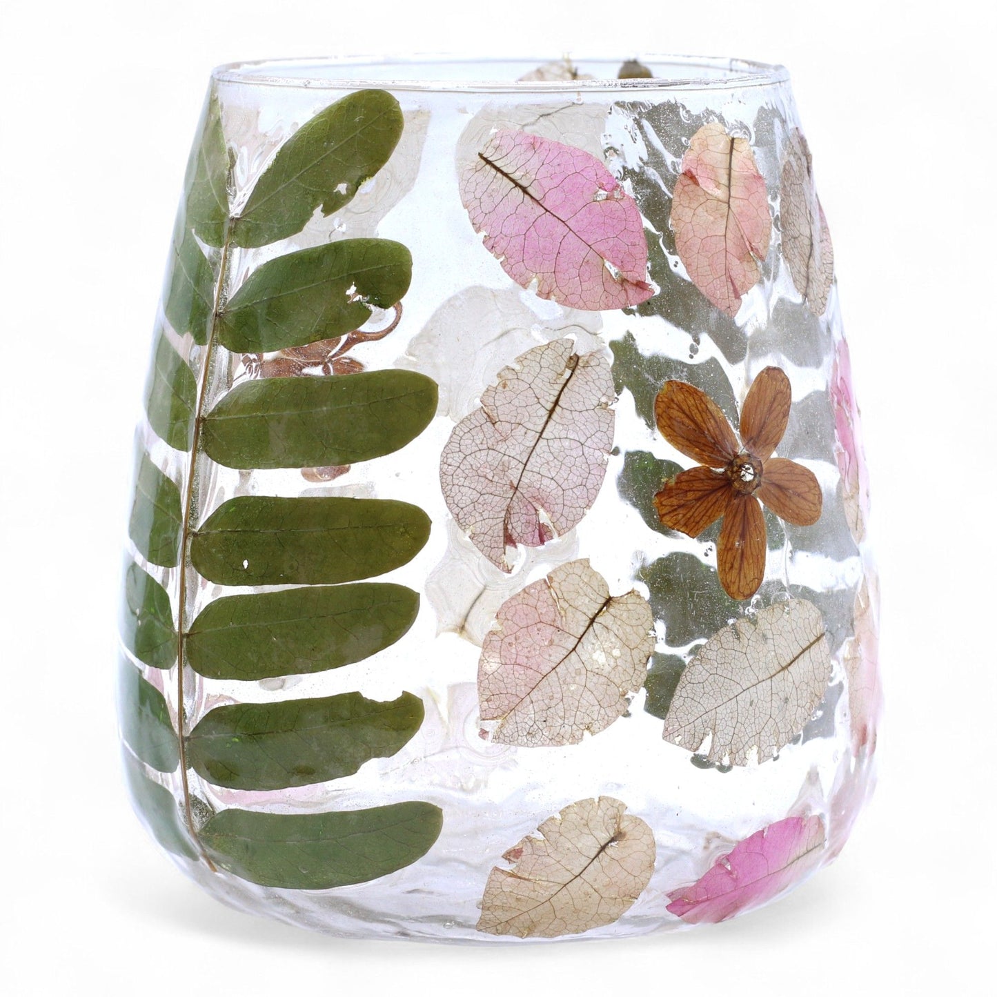 Primavera Kerzenhalter Vase – Echte Blüten in recyceltem Glas