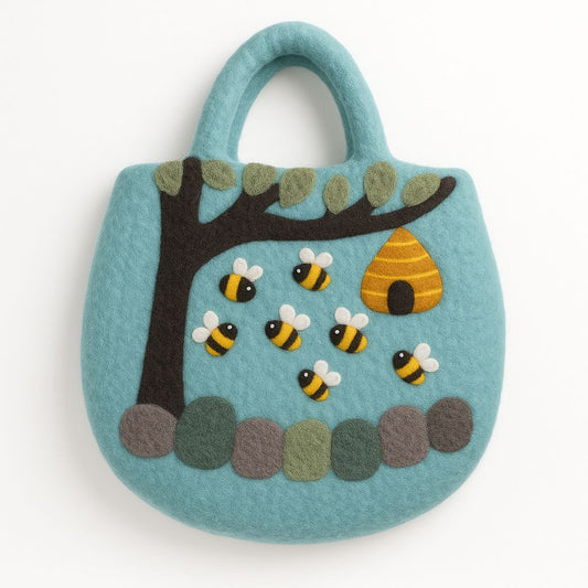 Gefilzte Handtasche 'Wald und Wiese' - 35 x 27 cm