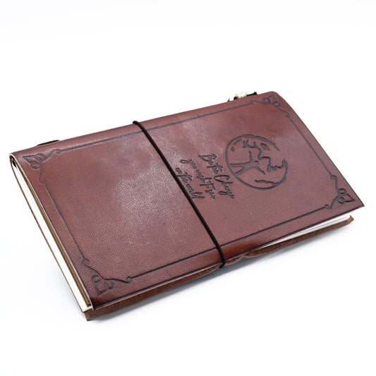 Leder-Notizbuch 'Be the Change' - Handgefertigt in Vintage-Braun (80 Seiten)