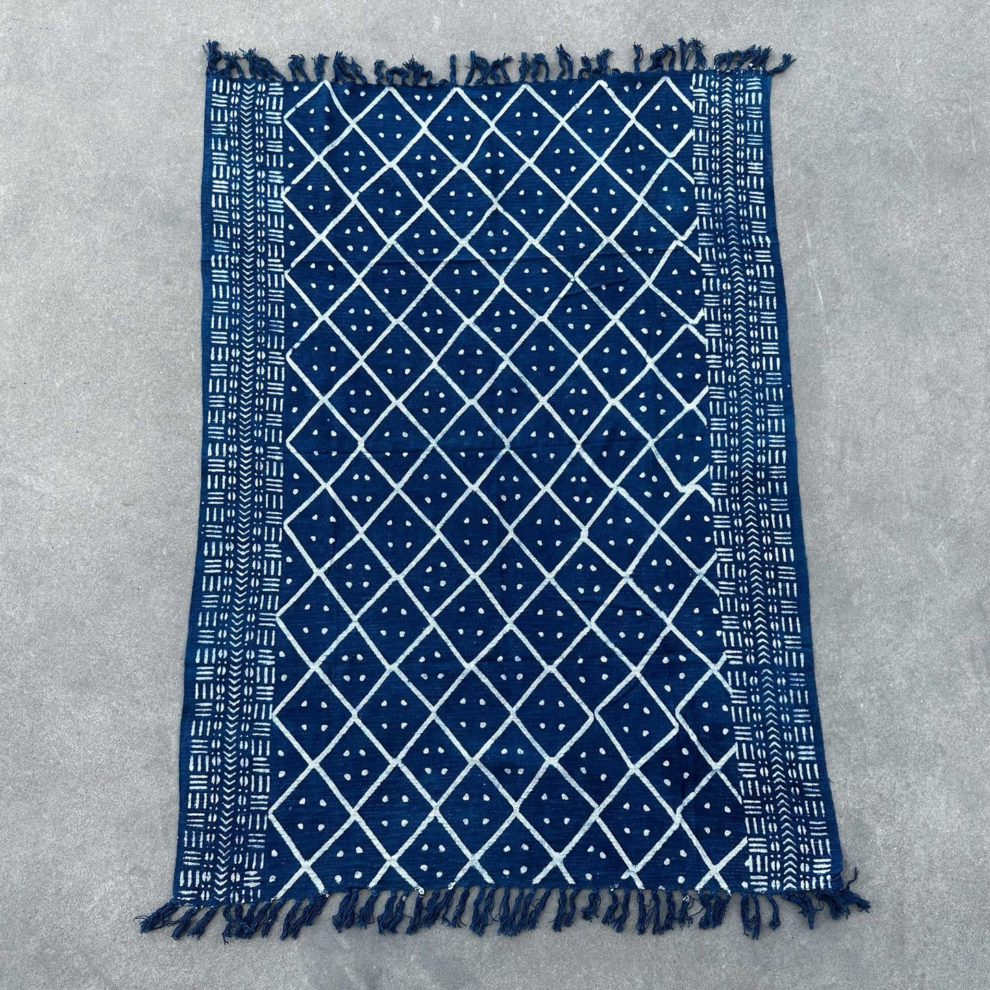 Indigo-Überwurf 'Midnight Heerak' – Handgefertigte Bettdecke 170x120 cm