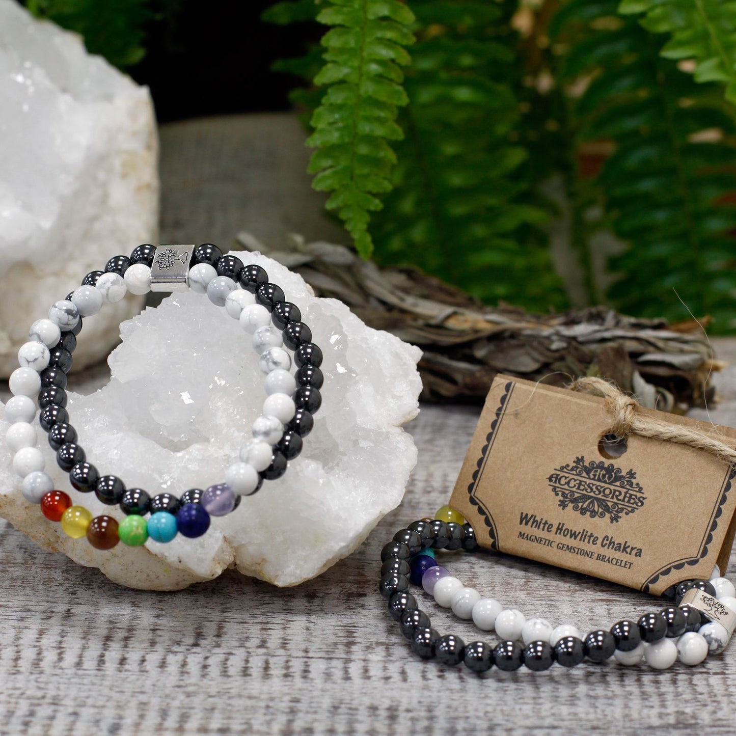 Magnetarmband aus weißem Howlit – Edelstein-Schmuck mit harmonisierender Wirkung