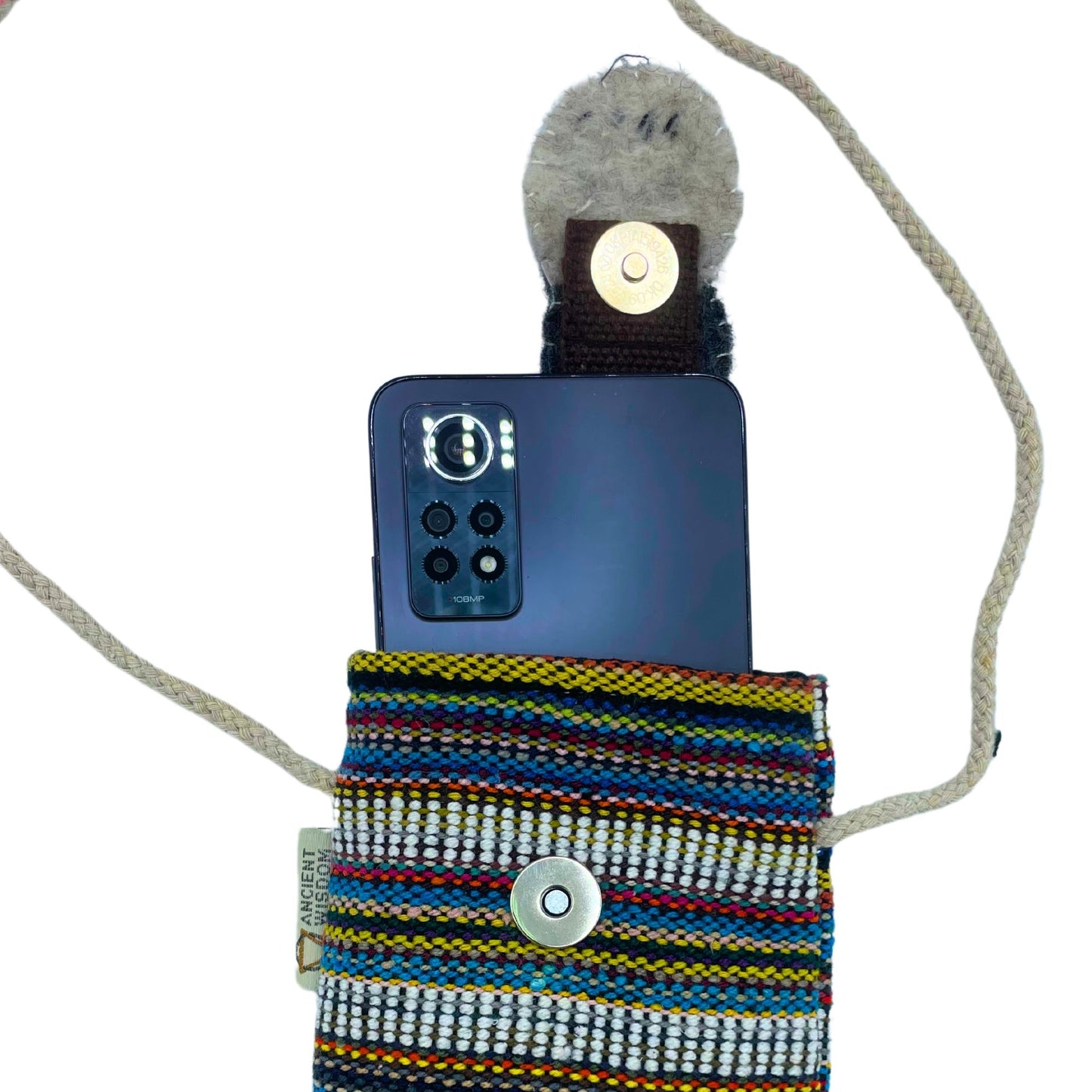 Handytasche mit Filzeule – Baumwoll-Halter mit verstellbarem Gurt