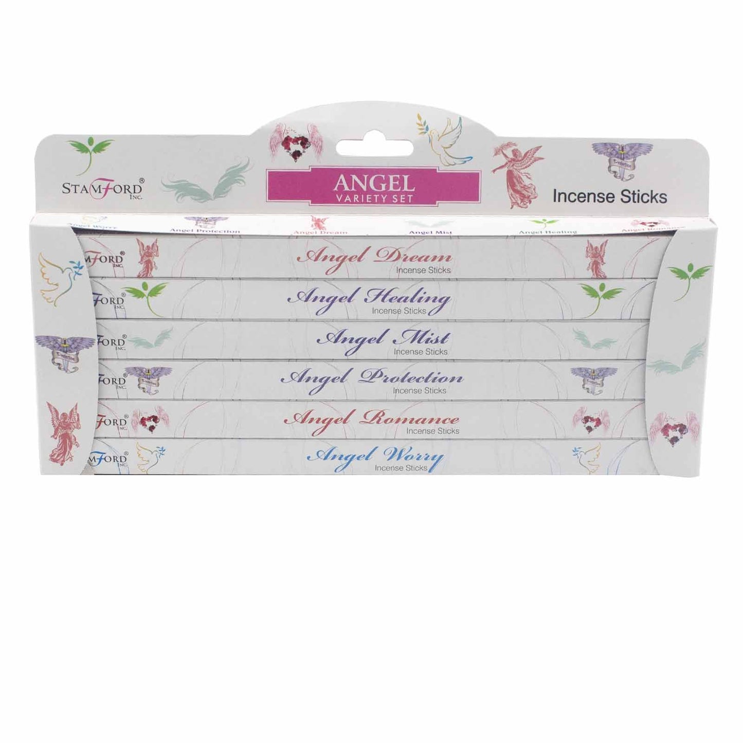 Engelsduft Räucherstäbchen Geschenkset in Weiß – 6 Premium-Düfte