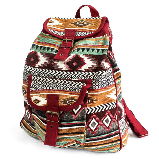 Jacquard Rucksack 'Schokolade' – Ethnisches Design für Reisende