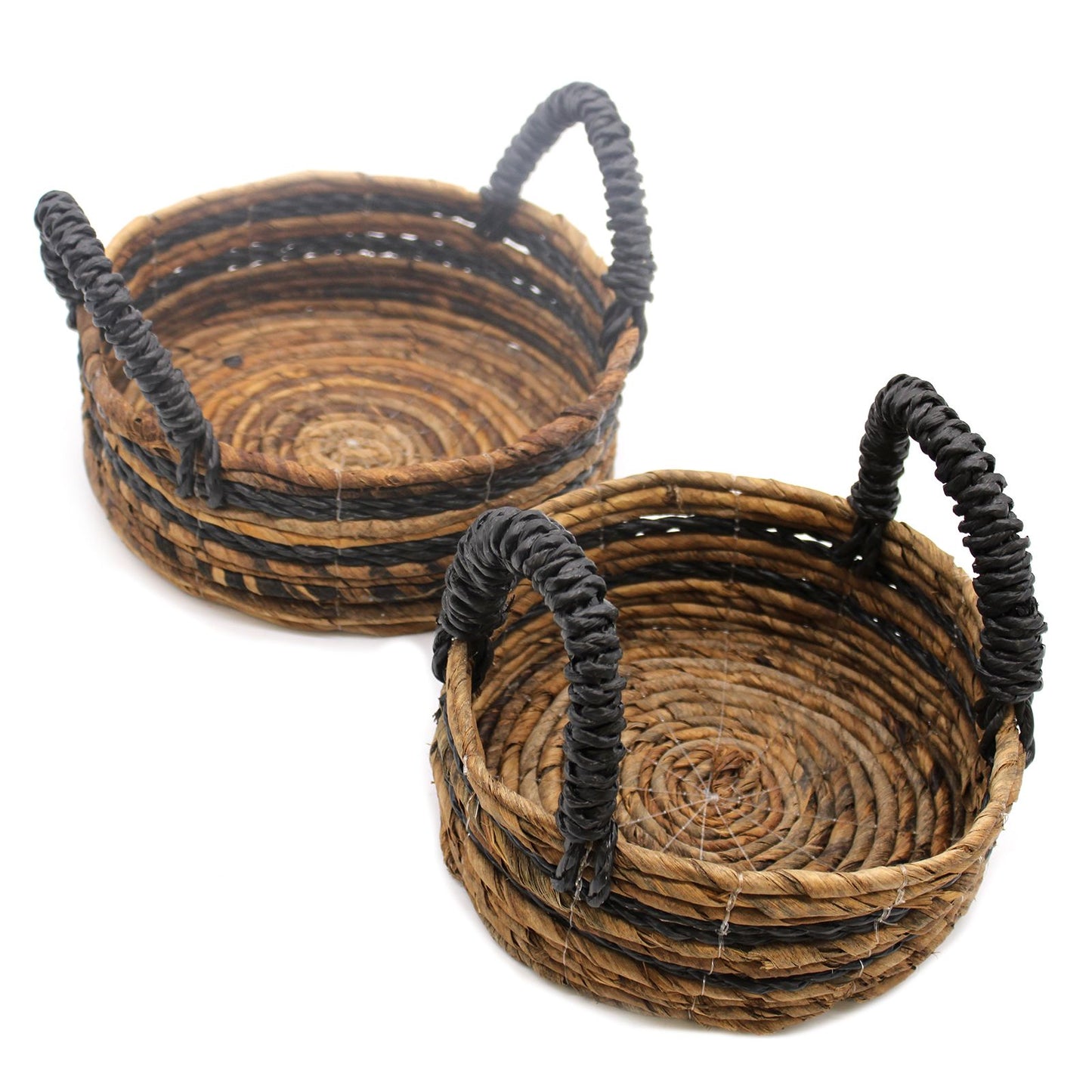 Set aus 2 handgeflochtenen Körben aus Bananenblatt & Raffia | 30x30x25 cm