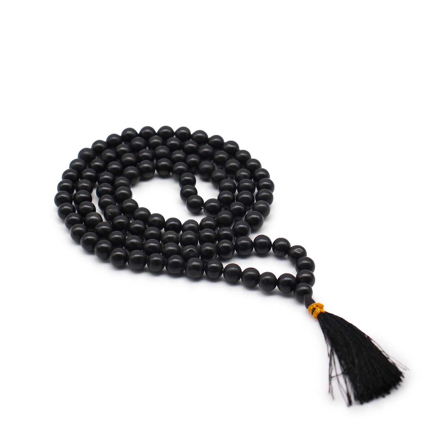 Mala aus natürlichem Schwarzachat – 108 Perlen für Meditation & Stil