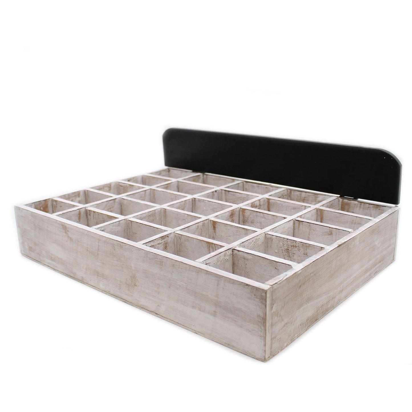 Präsentationsbox aus whitewashed Albesia-Holz – Stilvolles Display für Ihre Produkte