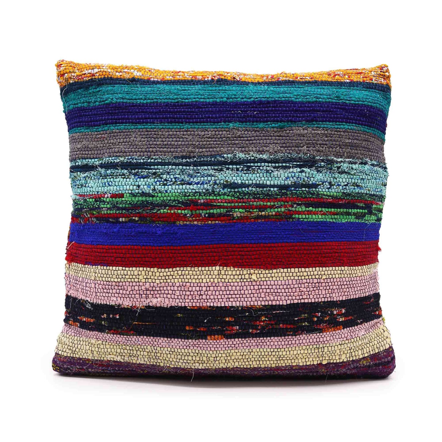 Handgefertigte Kissenbezüge 40x40 cm in Kohlegrau | Rag-Rug-Optik aus Baumwolle
