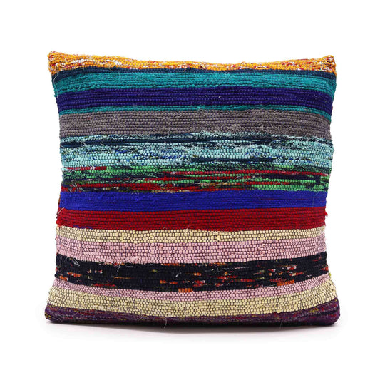 Handgefertigte Kissenbezüge 40x40 cm in Kohlegrau | Rag-Rug-Optik aus Baumwolle
