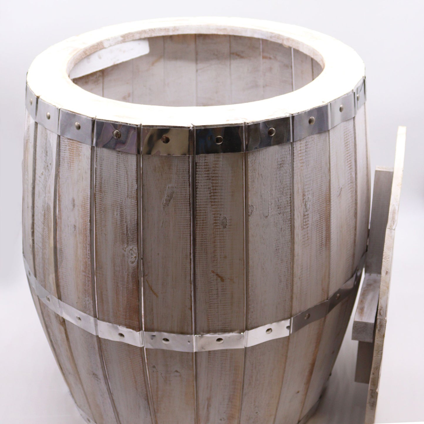 Couchtisch im Bierfass-Design mit Staufach - Weiß lasiert