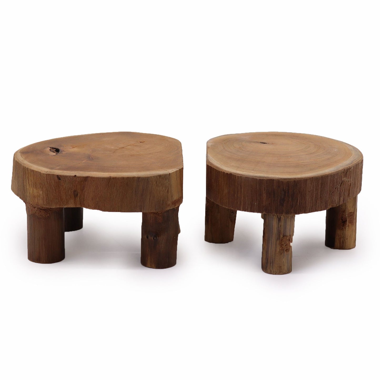 Set mit 2 Präsentationsdisplays aus Massivholz Teak - 24x10 cm