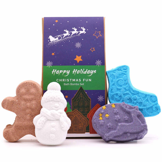 Festliches Badebomben-Set 'Christmas Fun' – 4 zauberhafte Weihnachtsdüfte
