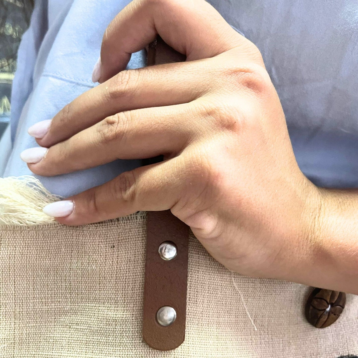 Tragetasche 'Inspiration' – Handgefertigt aus Baumwollcanvas mit Lederhenkeln