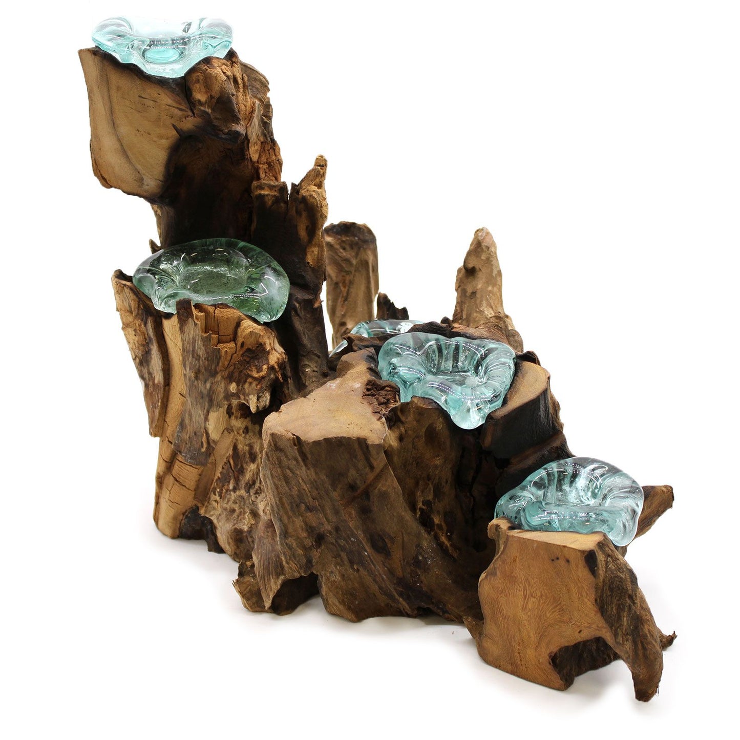 Waldgeflüster Kerzenständer - Handgeformt aus Gamalholz & recyceltem Glas