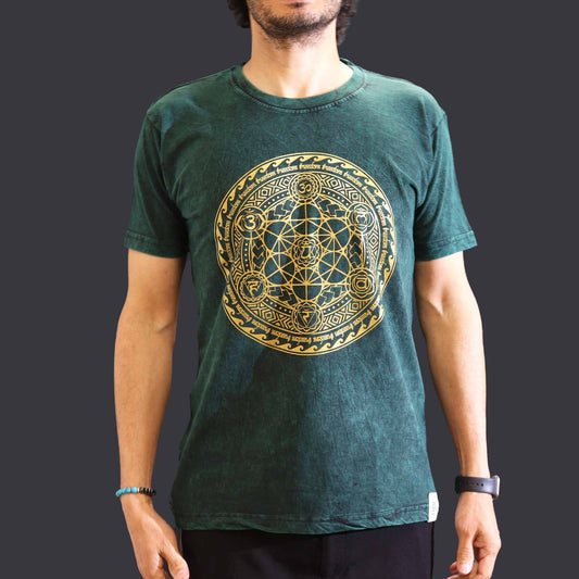 Grünes Chakra T-Shirt – Steinwasch-Optik für Balance & Komfort