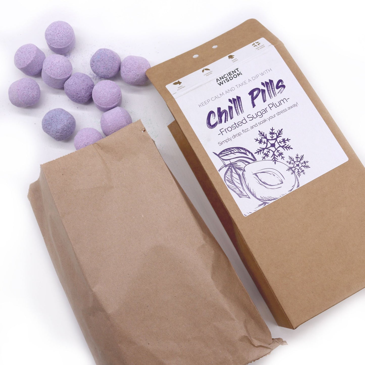 Chill Pills Mini-Badebomben Geschenkset - Zuckrige Frostpflaume (30 Stück)