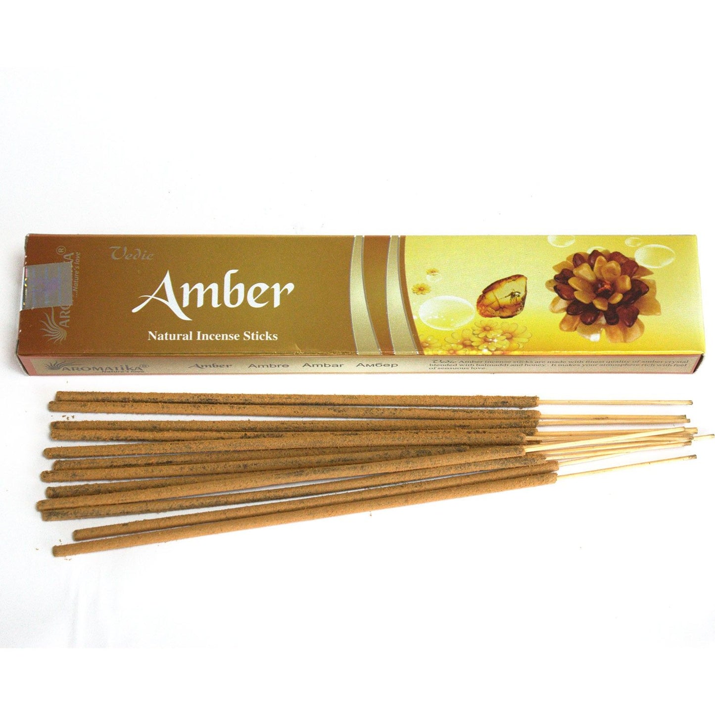 Vedische Masala-Räucherstäbchen 'Amber' – Handgerollte Duftkomposition aus Jaipur (12 Stück)