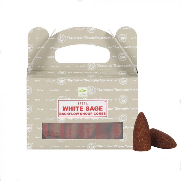 Satya White Sage Räucherkegel für Rückfluss-Effekt (24 Stück)
