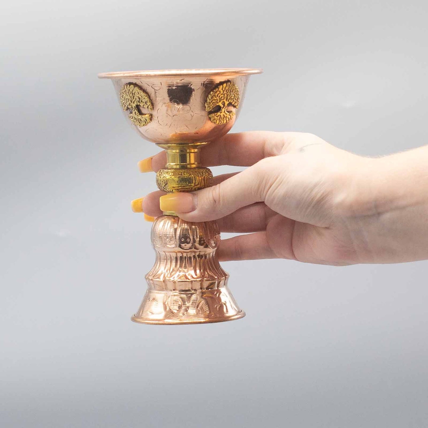 Ritualkelch aus Kupfer mit Lebensbaum-Gravur – 15 cm