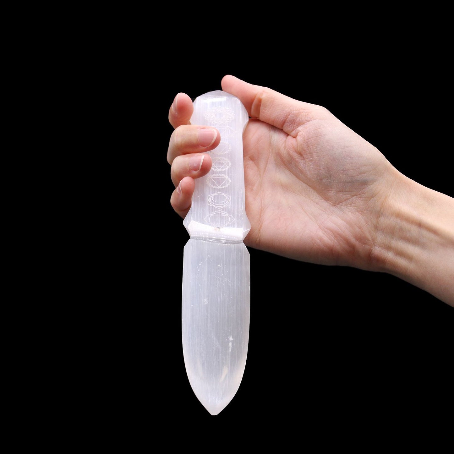 Selenit Ritualmesser – Symbolischer Energieleiter für Klarheit und Transformation