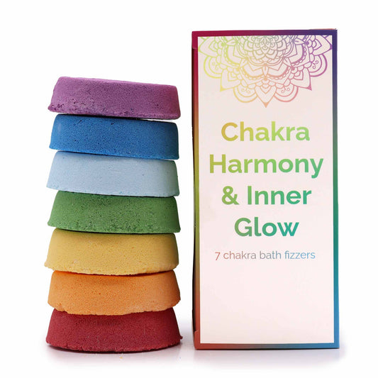 Chakra Balance Badesprudel Set - 7 Stück Geschenkbox für Aromatherapie & Entspannung