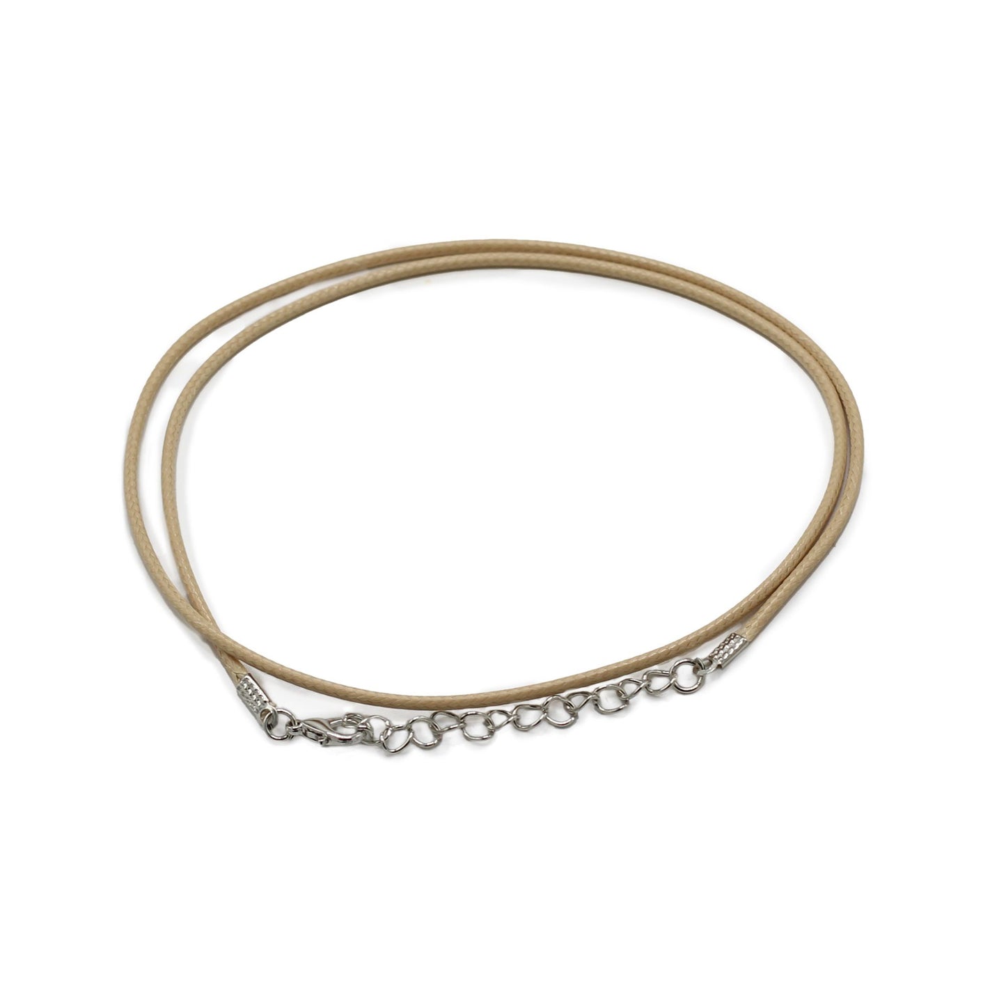 Wachsbeschichtete Baumwollkordel in Beige – 2mm x 55cm mit Metallverschluss