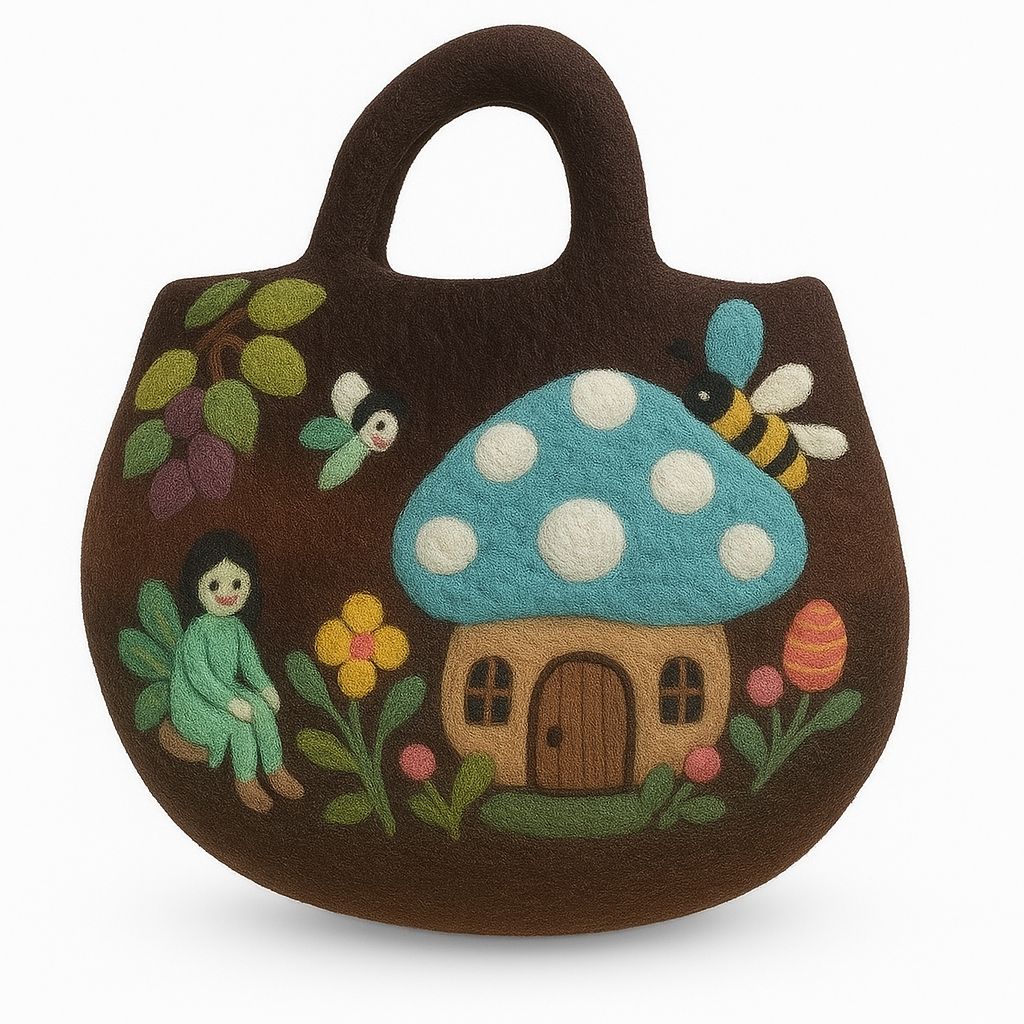 Filztasche Elfenhain – Handgefertigtes Unikat aus Nepal, 35 x 27 cm