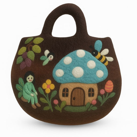 Filztasche Elfenhain – Handgefertigtes Unikat aus Nepal, 35 x 27 cm